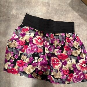 Rue21 Black Waistband Skirt with Floral Design